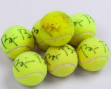 Seven various Bjorn Borg autographed tennis balls