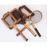 T. H. Prosser & Sons wooden tennis racket and two others