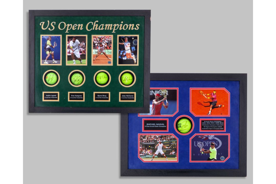An autographed US Open four tennis ball display - Image 1 of 5