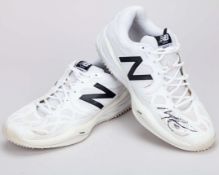 Milos Raonic pair of white and black New Balance 996 match worn tennis shoes, 2013