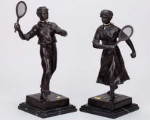 Pair of spelter 20th century tennis figures&nbsp;