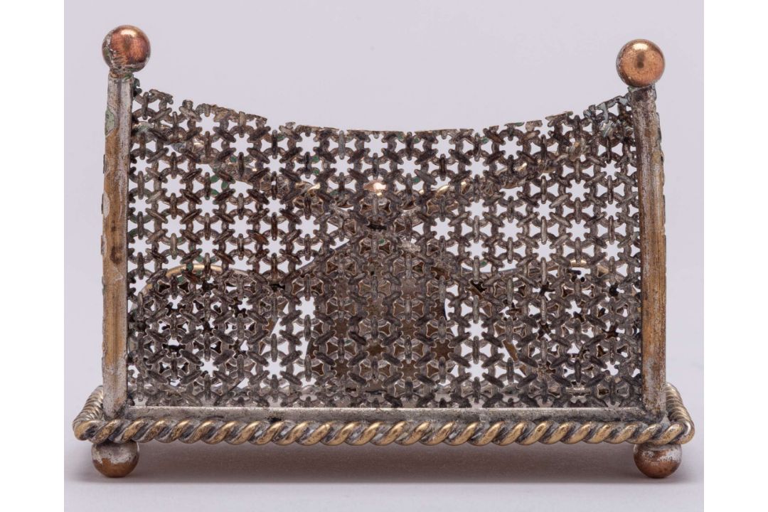Three white-metal tennis napkin rings, each decorated with two rackets, two balls - Image 6 of 7
