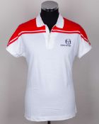 John McEnroe white and red Wimbledon tennis polo short-sleeved shirt, c.1983-84