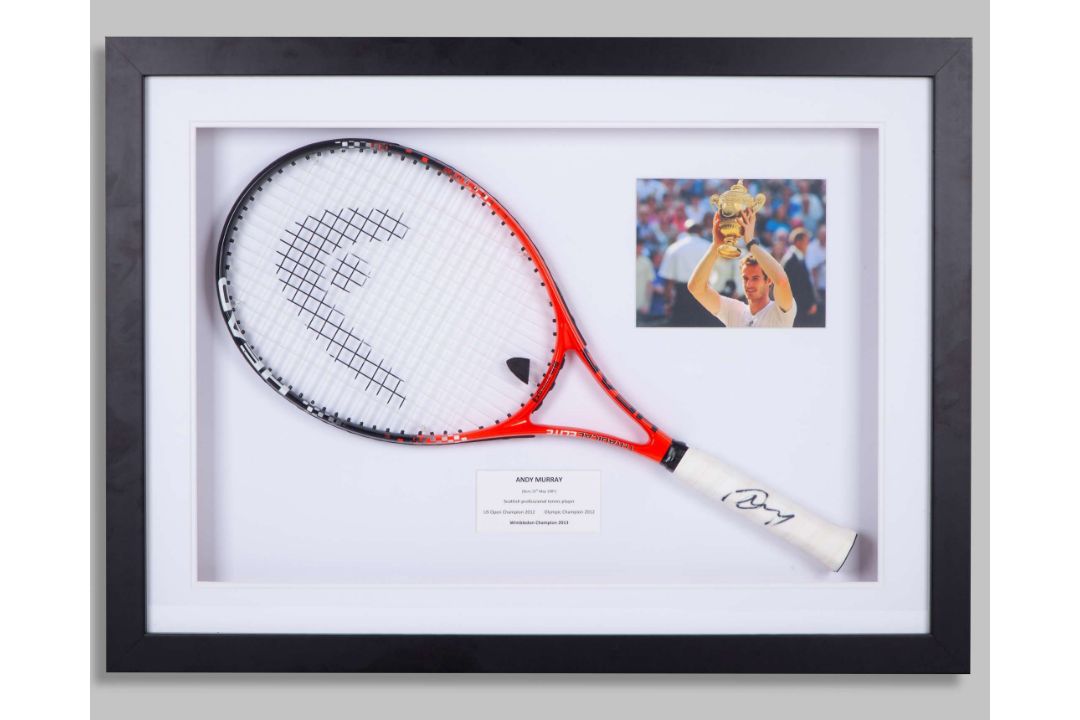 Andy Murray autographed red and black Head tennis racket display - Image 1 of 3