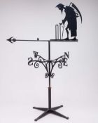 Father Time black iron cricket weathervane
