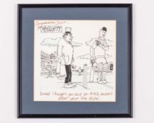 Pen, ink and watercolour Congratulations Dickie from and by Roy Ullyett and other cartoons