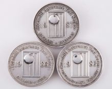 Dickie Bird three white-metal Cornhill Insurance England Test Series medals, 1986-87