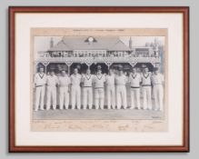 Dickie Bird Yorkshire County Cricket 1959 Champions team photograph and autograph display