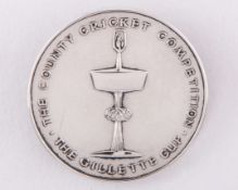 Dickie Bird silver county cricket Gillette Cup Final umpire medal, 1978