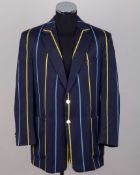 Dickie Bird worn official Yorkshire County Cricket single-breasted striped blazer
