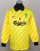 Dave Beasant rare yellow and black No.1 Wimbledon 1988 F.A.Cup final match worn shirt