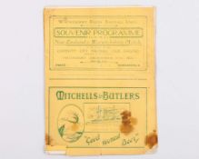 A Warwickshire v. New Zealand rugby union match programme, 11th December 1924