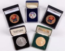 A silver and enamel Rugby League medal