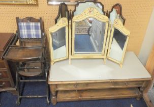 A mixed lot to include large coffee table with white painted top to resemble marble, late 19th
