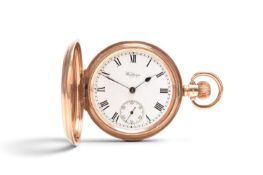Waltham: A 9k gold hunter pocket watch