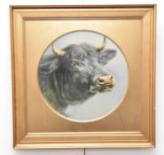 William Page Simpson (1845-1911) Earthenware plaque of a bull