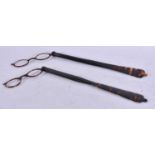 TWO PAIRS OF TORTOISESHELL LORGNETTES. 32 cm long. (2)