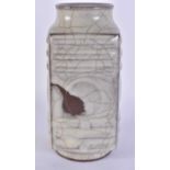 A CHINESE GUAN TYPE CRACKLE GLAZED POTTERY KONG VASE. 23.5 cm high.