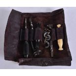 AN UNUSUAL ANTIQUE DENTAL EXTRACTION KIT. (qty)
