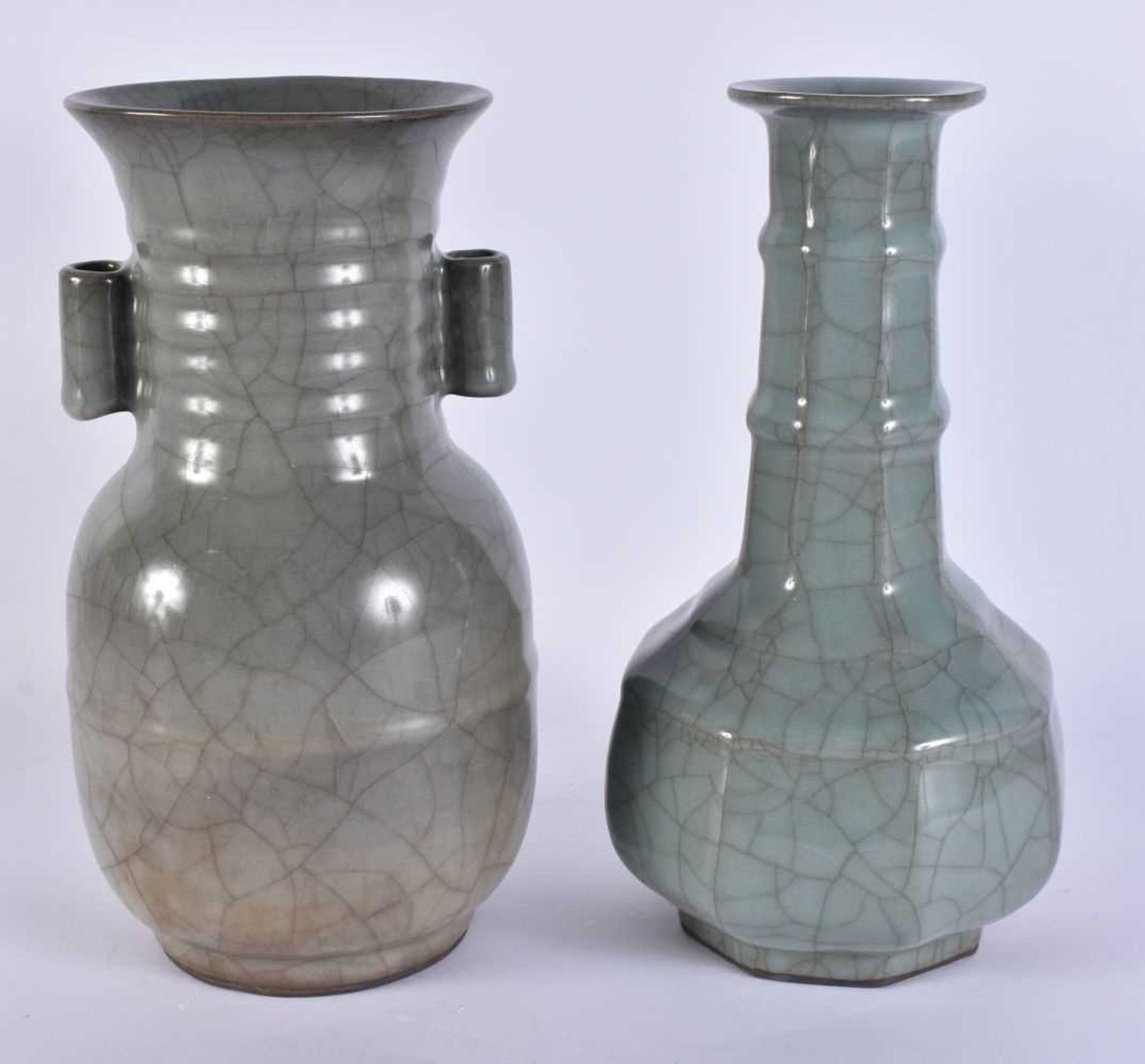 TWO CHINESE SUNG TYPE POTTERY VASES. 23 cm high. (2)