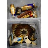 TWO BOXES OF MISC COLLECTABLES including glass vases, vanity ware etc. (qty)