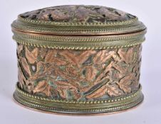 A FINE MID 19TH CENTURY ENGLISH MIXED METAL RETICULATED FOLIAGE JEWELLERY CASKET. 12 cm x 9 cm.