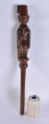 AN ANTIQUE AFRICAN TRIBAL COLONIAL FIGURAL STAFF. 52 cm long.