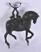 A 19TH CENTURY EUROPEAN GRAND TOUR BRONZE POCKET WATCH HOLDER formed as a horse. 20 cm x 12 cm.