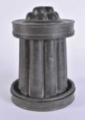 AN UNUSUAL VICTORIAN PEWTER JELLY MOULD AND COVER. 17 cm high.