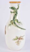 A RARE WEDGWOOD AESTHETIC MOVEMENT LIZARD VASE decorated with insects and foliage. 23.5 cm high.