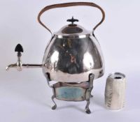 AN ARTS DECO SILVER PLATED SPIRIT BURNING TEAPOT AND COVER. 35 cm x 28 cm.