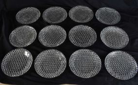 A FINE SET OF TWELVE ANTIQUE CUT GLASS DISHES possibly George III and Irish. 19 cm wide. (12)