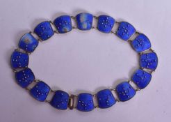 A Norwegian Silver and Blue Enamel Panel Necklace. Stamped Norway 925. 38cm x 2.2 cm, weight 69g