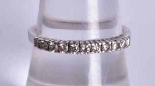 9ct white gold diamond half eternity ring. Size P, (1.9g)