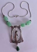 A Sterling Silver Pendant Necklace. Pendant 7.9cm x 4cm, Chain 42cm long, weight 51.5g