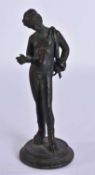 A 19TH CENTURY GRAND TOUR BRONZE FIGURE OF NARCISSUS. 13.5 cm high.