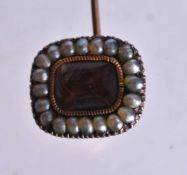 Antique 9ct gold seed pearl and hairwork tie pin. 6.9cm x 1.5 cm, (2.7g)