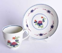 Worcester cup and saucer with an Imari coloured pattern. 6.5 cm x 8 cm