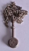 A SILVER NECKLACE. 16.7 grams. Birmingham 2015. 60 cm long, pendant 4.5 cm x 1.5 cm.