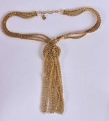 A YELLOW METAL NECKLACE. 75.7 grams. 37 cm long.