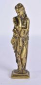 AN 18TH/19TH CENTURY BRONZE FIGURE OF A CLASSICAL FEMALE modelled in flowing robes. 12.5 cm high.