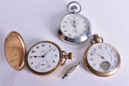 A Hunter Pocket Watch, An Open Face Pocket Watch and a Stopwatch. Not working, SPARES / REPAIRS.