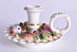 Early 19th century Chamberlain Worcester miniature taperstick encrusted with five shells