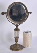 AN UNUSUAL 19TH CENTURY FRENCH BRONZE AND CUT GLASS MIRROR modelled in the Empire style. 33 cm