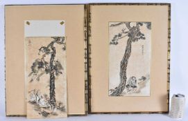 Japanese School (19th Century) Pair, Watercolours, Scholars in a landscape. 56 cm x 36 cm, image