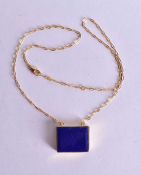A Silver Gilt and Lapis Pendant Necklace. Stamped 925, Pendant 2 cm x 2.5 cm, Chain 46cm long,