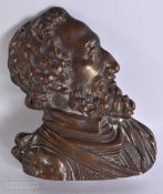 A 19TH CENTURY GRAND TOUR BRONZE PORTRAIT PLAQUE. 15 cm x 10 cm.