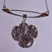 A Sterling Silver Pendant Necklace. Pendant 4.7 cm x 6 cm, Chain 41cm, weight 15.7g