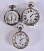 THREE LARGE ANTIQUE POCKET WATCHES. Untested. Largest 7 cm wide. (3)