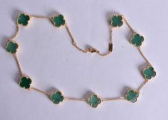 A Silver and Hardstone Clover Necklace. Stamped 925, 45cm long, weight 15.1g